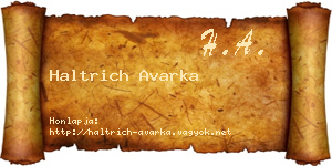 Haltrich Avarka névjegykártya